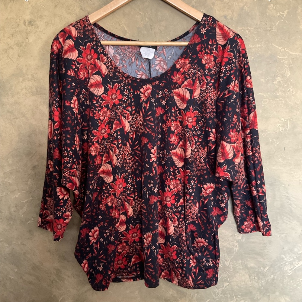 k&c Soft Stretchy Bohemian Floral Dolman Sleeve Top